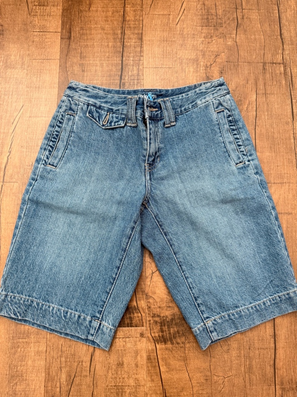 Women’s Denim Cargo Shorts - Blue
